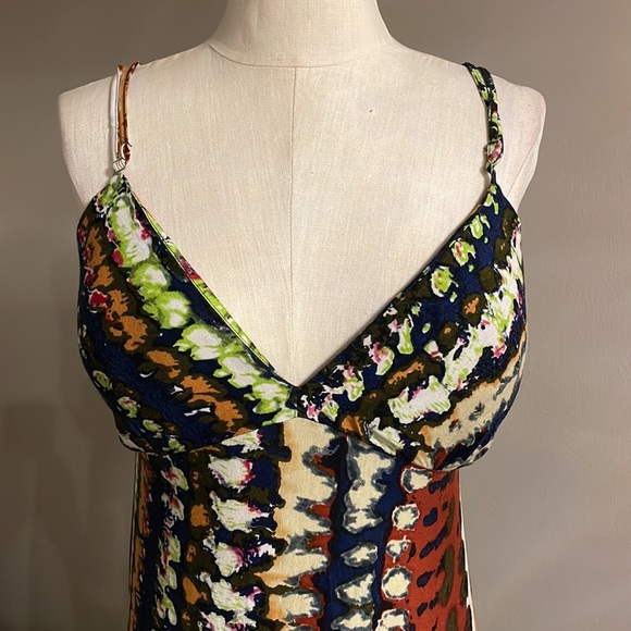 Vertigo Paris colorful tie dye stripe sundress bohemian DEEP OPEN BACK sz XL - Picture 2 of 12